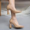 Französische Einzel Schuhe Damen Frühling 2025 neu flach dicke Absätze Damenschuhe spitz Lackleder Promi Temperament hohe Absätze Damen