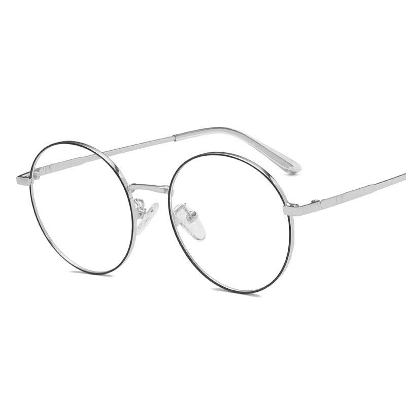 Korean New Female Glasses Frame Fashion Round Shape Man Glasses Metal Frame Stylish Computer Office Glass