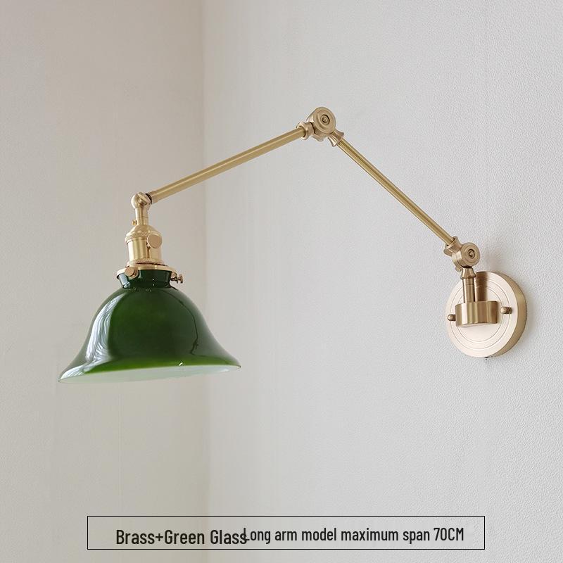 

Японская латунная стеклянная телескопическая настенная прикроватная лампа с длинным плечом Without Light Source