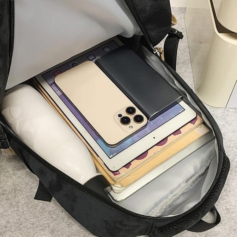 New High-value Solid Color Alphabet Backpack Couple Casual Simple Lightweight Large-capacity Backpack