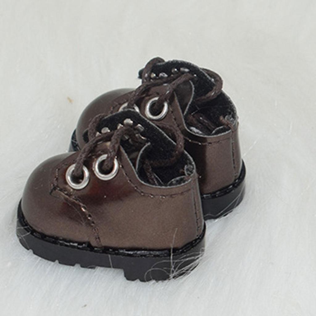 1 Pair Doll Accessory Shoes Dress Up Toy for 15cm Doll DIY Supplies Stylish Fashion Doll Lace up Shoes Doll PU Leather Shoes