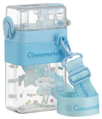 Skater Square Wasser mit Direkt- und Schulter Sanrio Cinnamoroll Groß für 2-Wege-Flasche, 600ml, Strohhalm, Trinken, Deckel, Riemen, Band, Mädchen, PSQW6-A