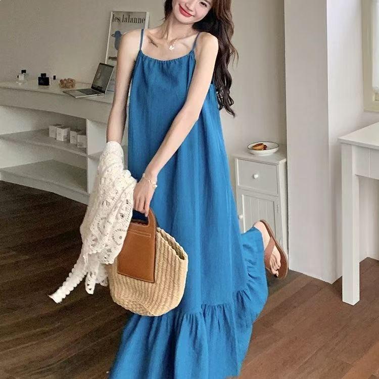 Elegant Crochet Cover-Up Dress Set: Summer 2026 Spaghetti Strap Two-Piece for Women L