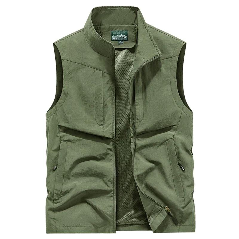 Plus Size 6XL 7XL 8XL Mens Mesh Fishing Vests Lightweight Joggers Sports Sleeveless Jackets for Travel Climbing Hiking Waistcoat