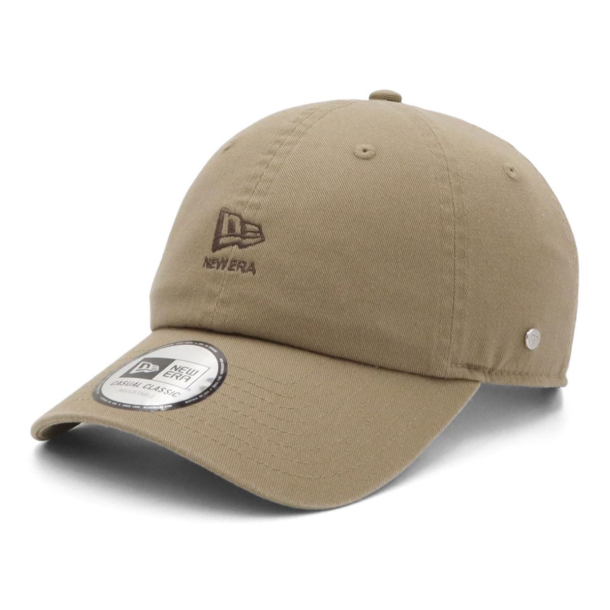 

New Era Casual Classic Cotton Cap with Metal Flag Logo and British Khaki Finish CC Flag and Black (Free Wordmark, Khaki)