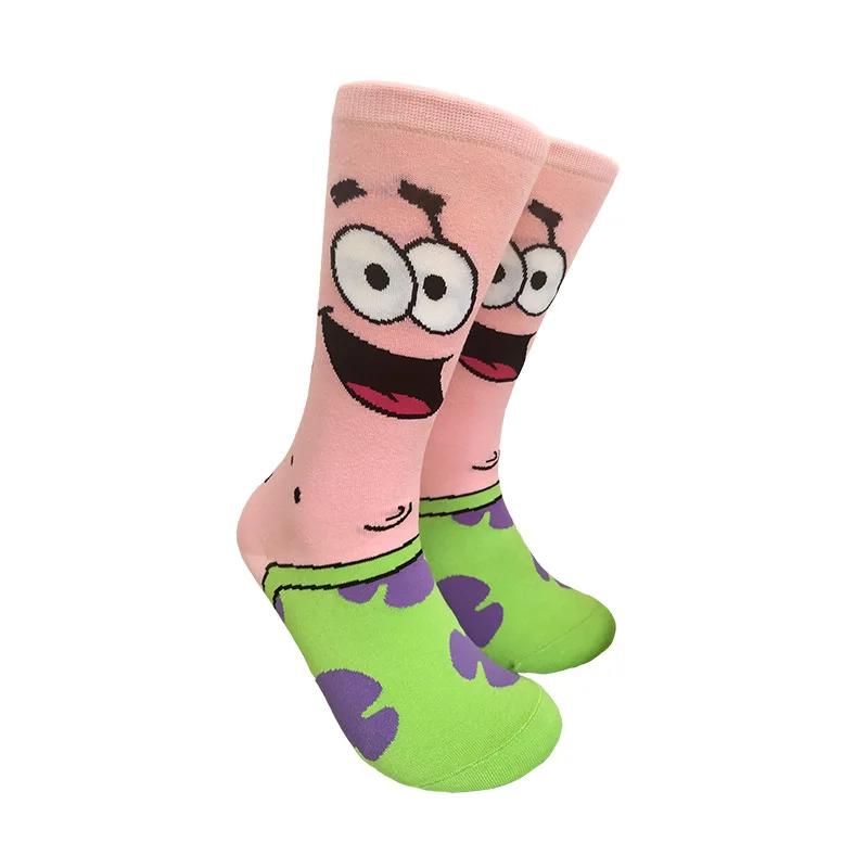 Cute And Charming Cartoon SpongeBob Mid-Calf Socks Man Women Extended Tube Cozy Tide Socks Fall Season Cold Season Cotton Breathable Sports Socks