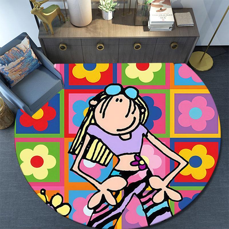 Groovy Chick,Round Area Rug,Carpet Rug for Living Room Bedroom Sofa Playroom Decor,Non-slip Floor Mat