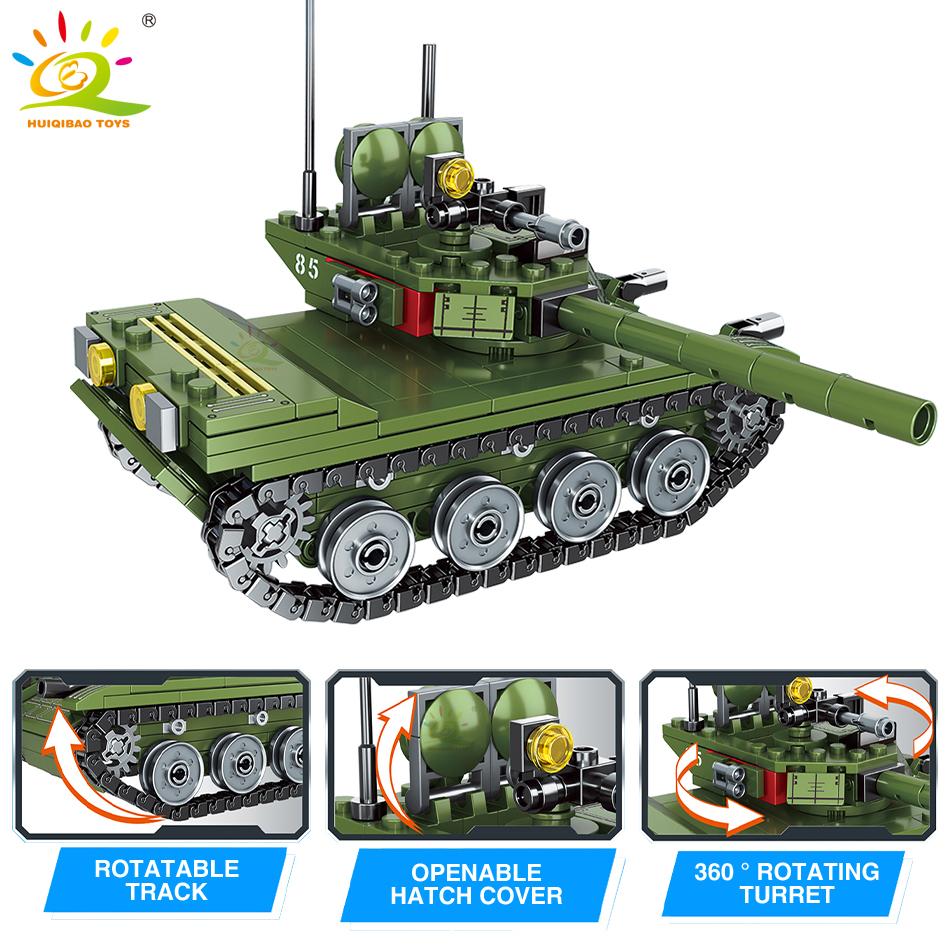 336pcs Military 85 Main Battle Tank Construction Blocks WW2 Army Soldier Figures Bricks Instructive Playthings designed for Children Boys