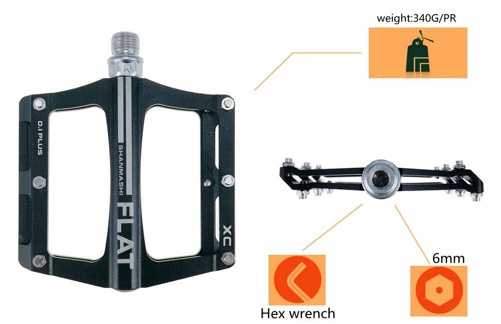 UPANBIKE Mountain Bike Bearing Pedals with 9/16" Spindle, Aluminum Alloy, Flat Platform for BMX, MTB, and Road Bicycles (Pink)