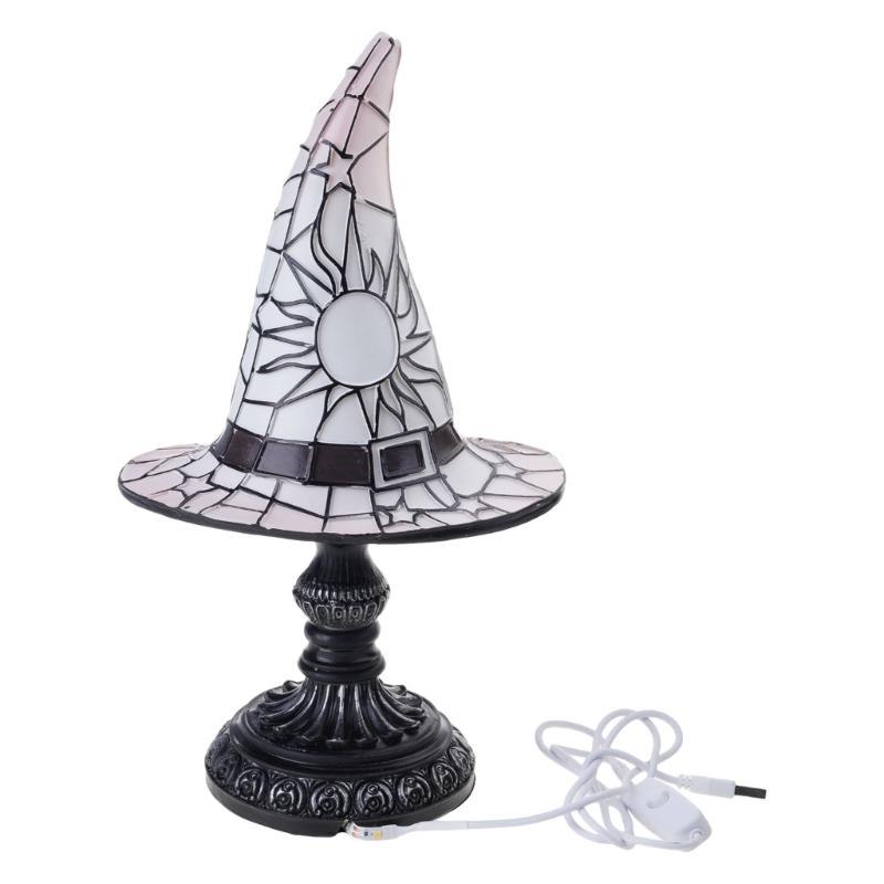 Witch Hat Table Lamp Resin Night Light Table Lamp Bedsides Decorative Lamp for Kid Room Bedroom Decoration