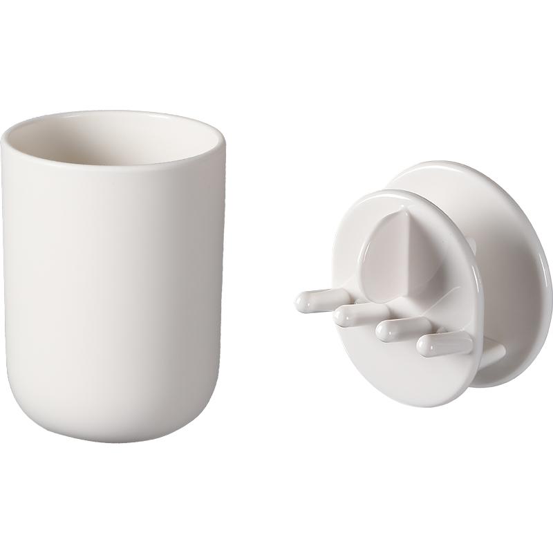 

Plastic Simple Mouthwash Cup With Hook Wall-Mounted Toothbrush Cup for Bathroom Toothbrush Cup with Toothbrush Storage Rack білий