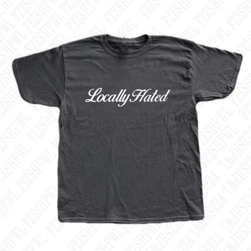 Y2K Baumwoll-T-Shirt Harajuku Buchstaben-Print Oversized Punk Tee Hip Hop Streetwear O-Ausschnitt Kurzarm-T-Shirt Rock Goth Vintage Top