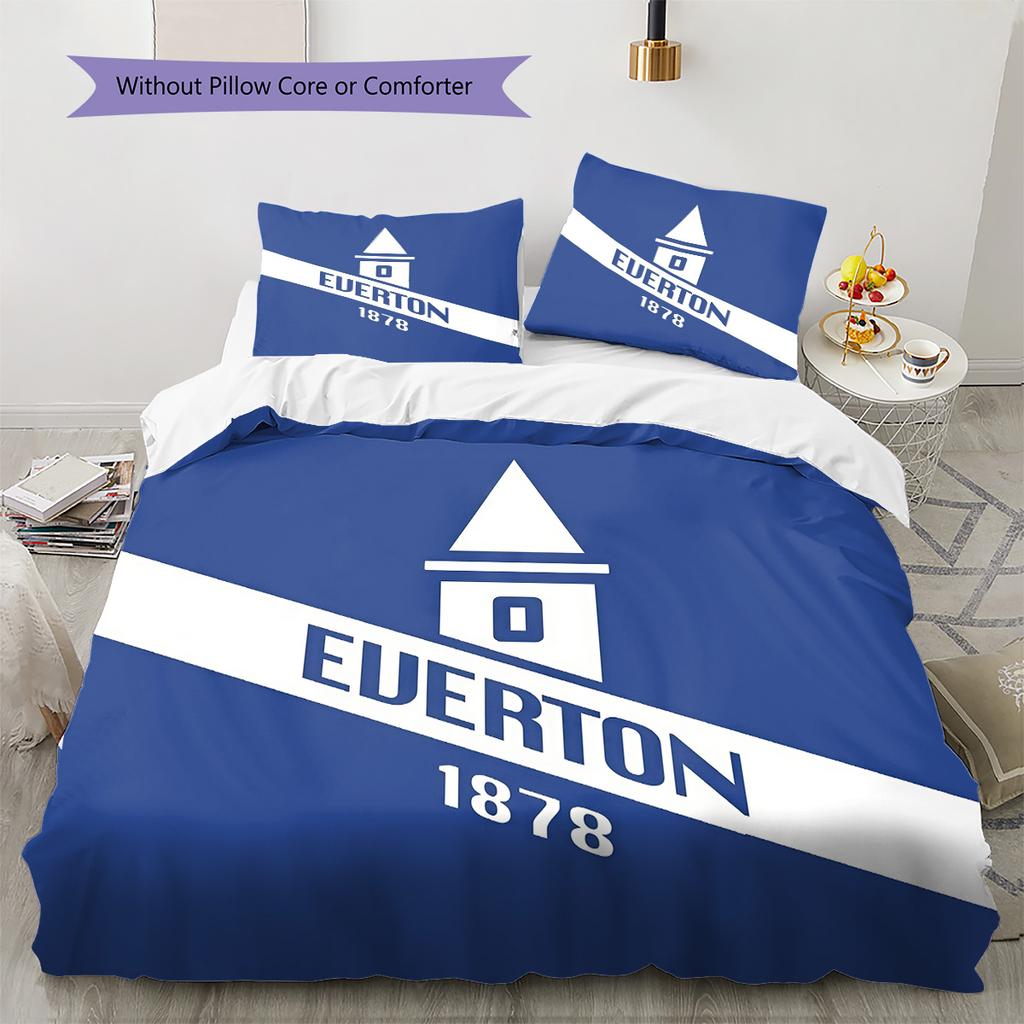 Everton Football Club Pattern Bedding Quilt Set Home Decoration Gift (1 * duvet cover + 2 * pillowcase without core)