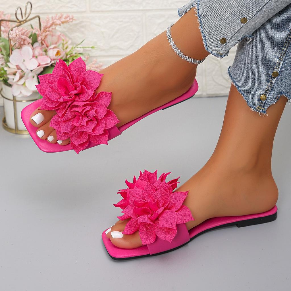 Flat-heeled Slippers, Women's Shoes, Square-toe Shoes, Beach Sandals