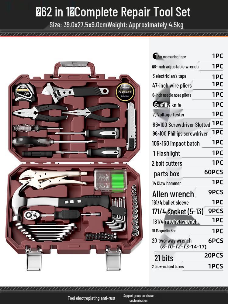Complete Household Tool Set: Wrenches, Screwdrivers, Pliers, and More