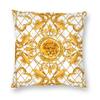 Golden Lion Damask Ornament Pillowcase Printed Cushion Cover Decoration Baroque Throw Pillow Case Cover Home Square 40X40Cm