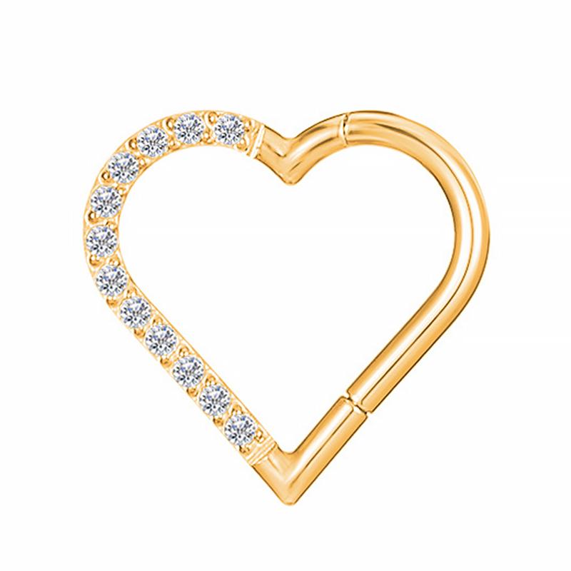 Steel Hinged Segment Hoop CZ Stone Nose Ring Nipple Clicker Ear Cartilage Tragus Helix Lip Earring Piercing Body Jewelry