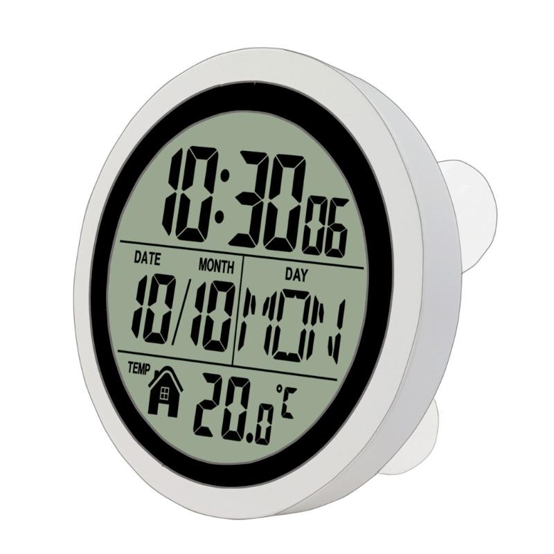 Large Digital Wall Clock with Date Day Temperature Battery Operated Bathroom Clock Shower Clock with Suction Cup Gift