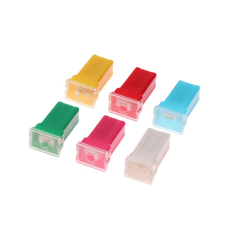 30Pieces/Box Auto Fuses Pal Square Long Foot Plug-In Fuses 20A-60A Square Car Fuse Box Waterproof Sockets