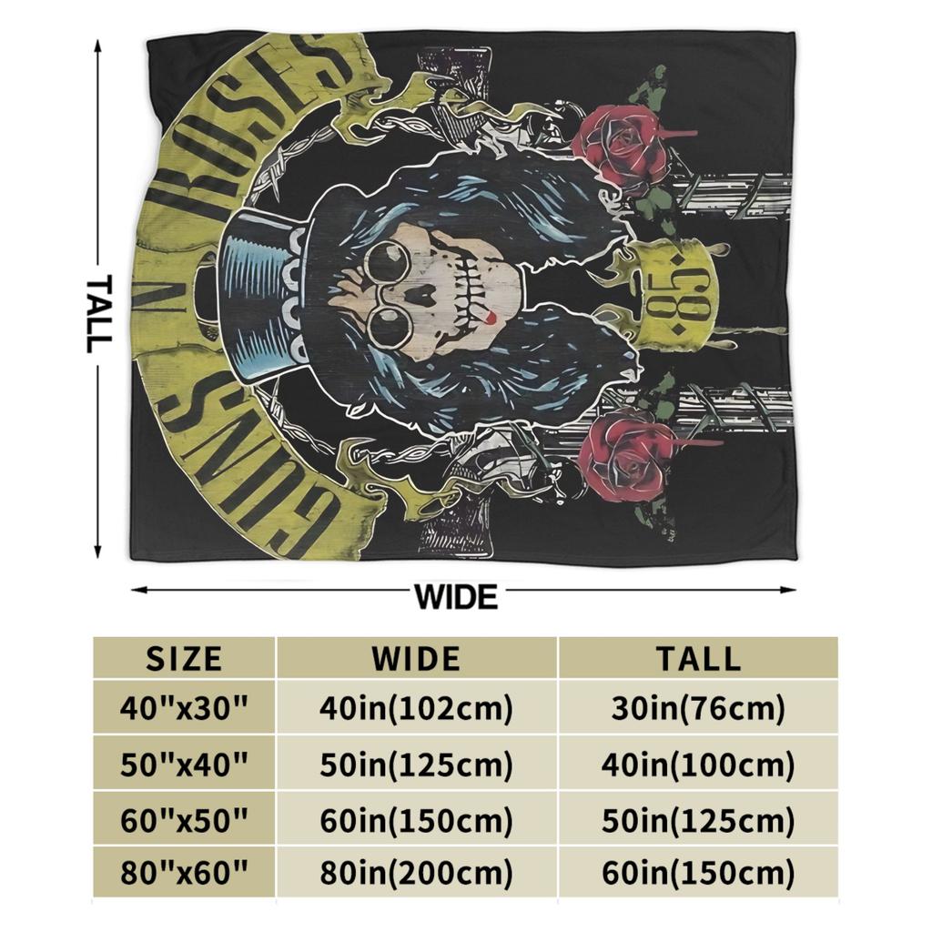 Guns N Roses Band Super Soft Blanket Travel Plush Throw Blanket Graphic Couch Chair Flannel Bedspread Sofa Bed Cover
