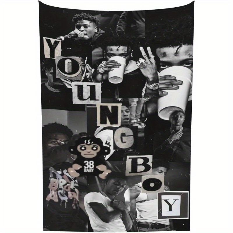 

1pc YoungBoy Never Broke Again Collage Print Tapestry 2D Polyester Wall Hanging Hip Hop Rapper Decor Tapestry Gift for Rap Fa 74x94cm(29x37in)