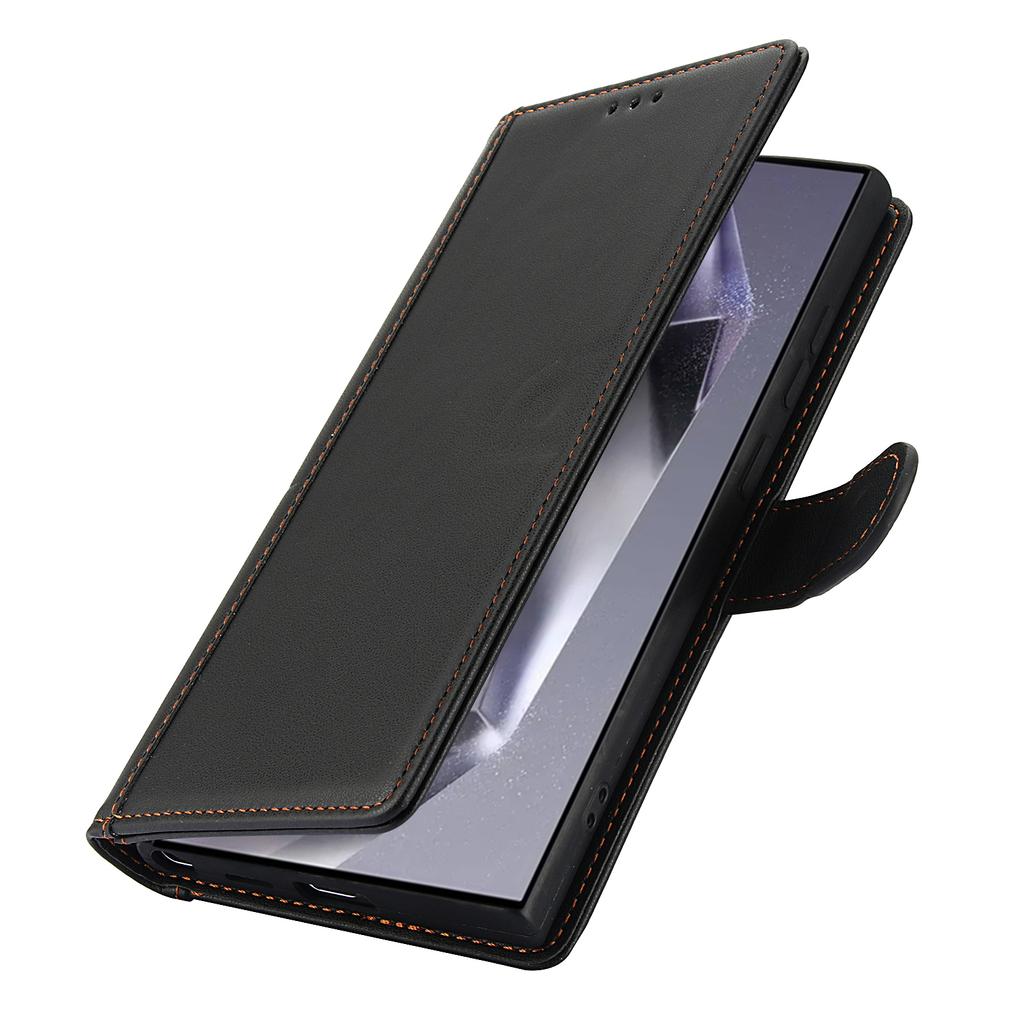 Für Samsung Galaxy S25 Ultra Hülle PU Leder Ständer Ansicht Handy Brieftasche Abdeckung mit Handschlaufe