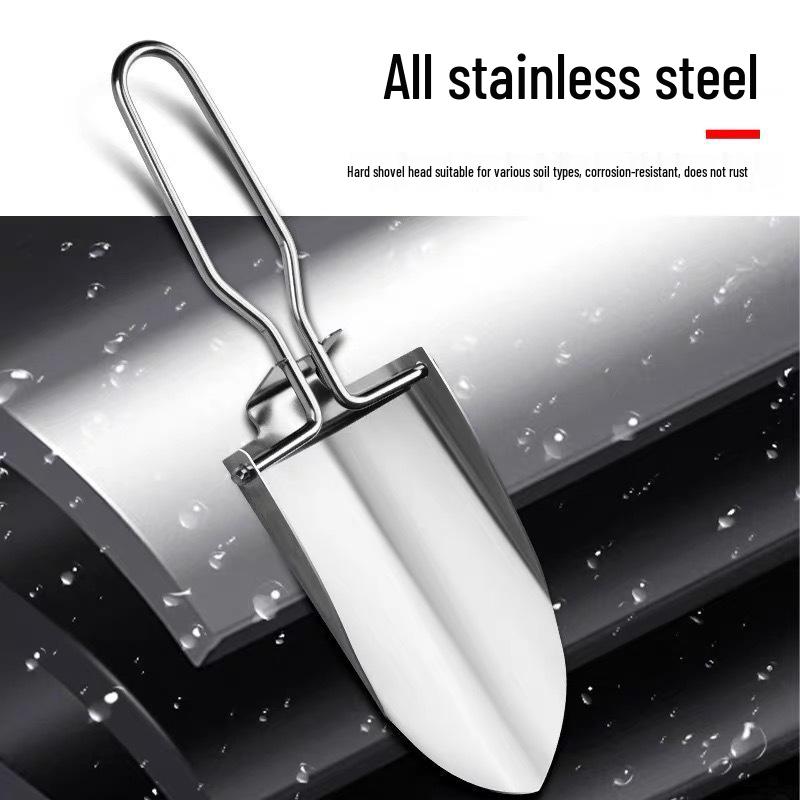 Folding Stainless Steel Garden Shovel for Worms, Mud, and Sand