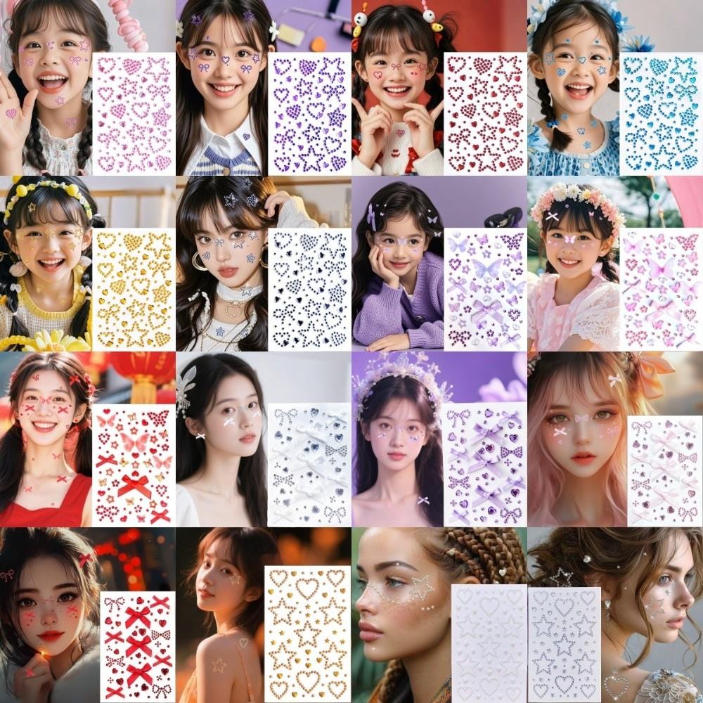 Sparkling Face Temporary Tattoos Rhinestone Face Tattoo Sticker Photocard Sticker Men Women