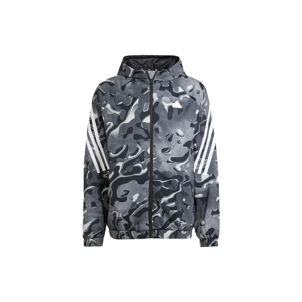 Adidas Allover Print Hooded Jacket Men Jacket Black IJ8843