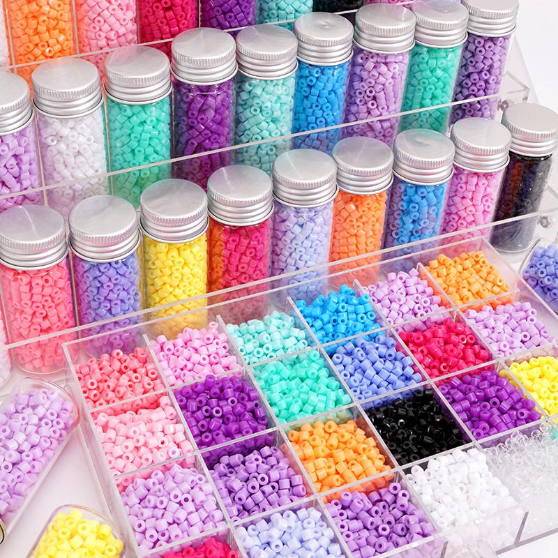 300pcs 4mm Acrylic Short Tube Beads Solid Color Seed Beads Accessories For DIY Jewelry Making