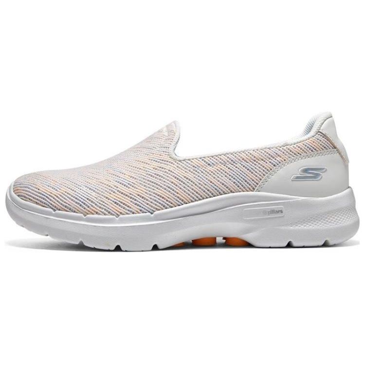 Skechers Go Walk 6 Сетчатые Удобные Легко надеваемые Низкие Повседневные Кроссовки Женские Серый Белый Оранжевый 124573-WOR 39