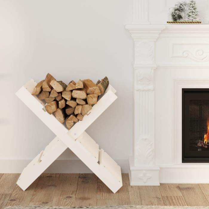 822448 vidaXL Porte-bûches Blanc 47x39,5x48 cm Bois massif de pin