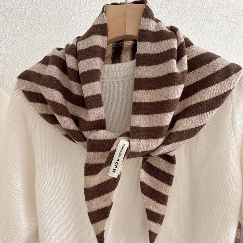 British Korean Triangle Scarf  Niche Wool  Triangular Scarf Women Headscarf Knitted Scarf Multi-functional Warm Knitted Scarf