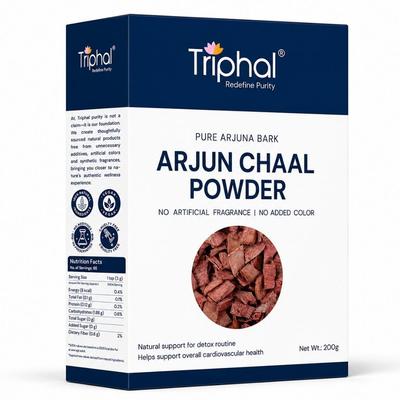 TRIPHAL Arjun Chhaal Churna 200g - Arjuna Bark Powder | Organic, Pure, and Natural | Edible Grade GMO FREE | Supports Heart Health | Promotes Go