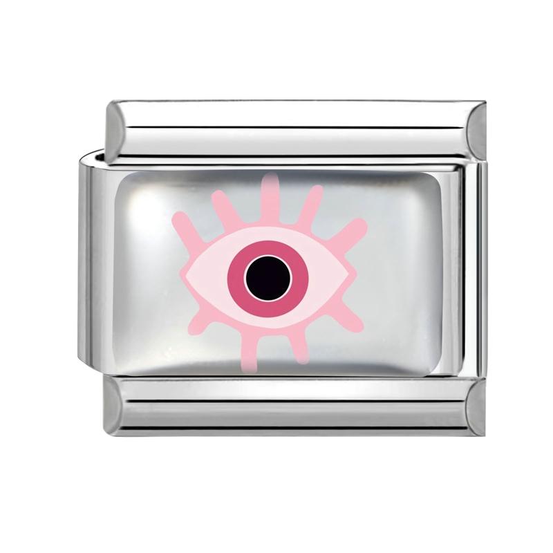New Design Pink Planet Flower Cherry Eyes Butterfly Italian Charm Links Fit 9MM Stainless Steel Bracelet Jewelry DIY Making