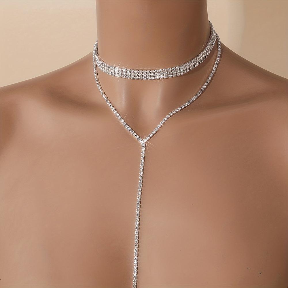 Elegant European & American Multi-layer Diamond Tassel Necklace