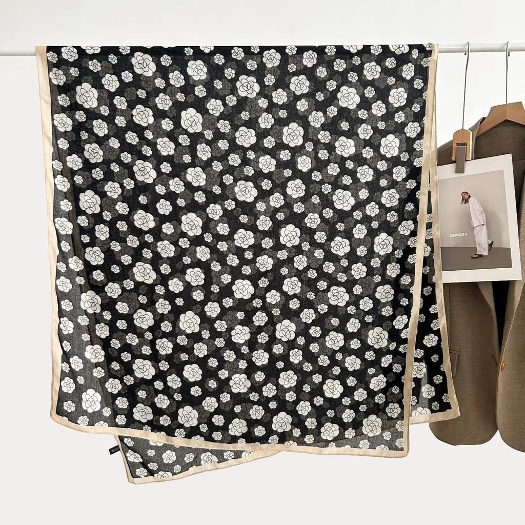Korean Version Spring and Summer New Cotton and Linen Yarn Thin Silky Shawl Travel Sun Protection Beach Towel Women's Scarf Silk Scarf