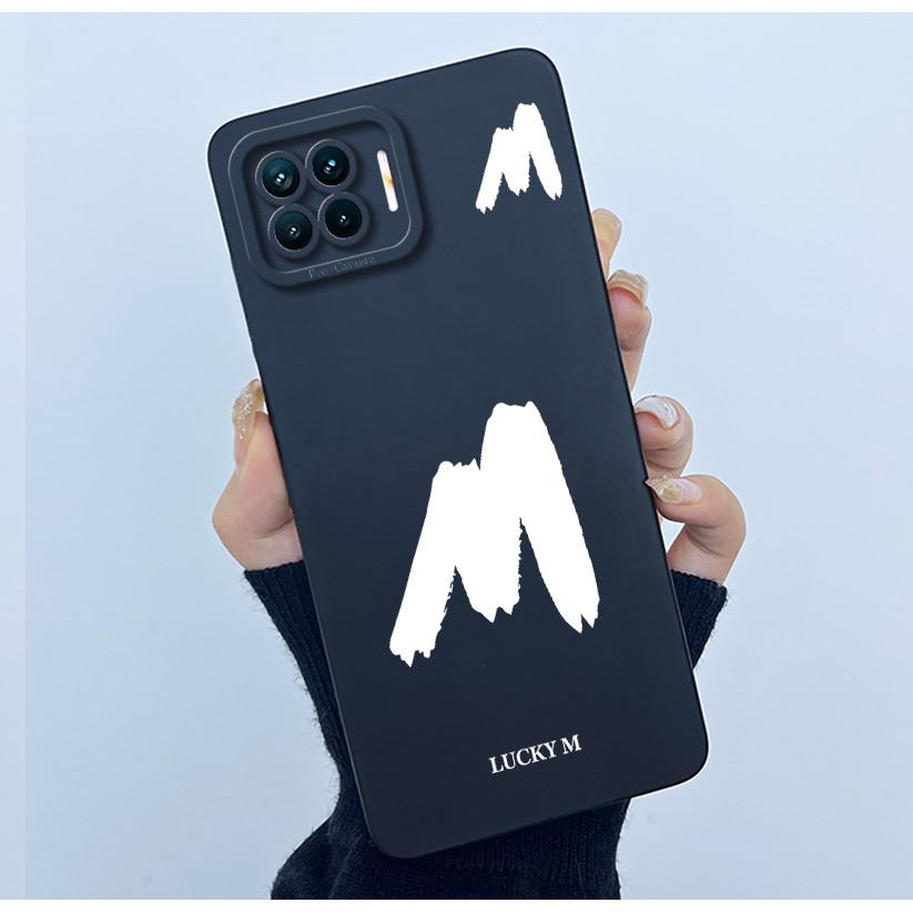 For OPPO F17 Oppo F17 Pro Case Oppo A73 A93 Reno 4F Back Cover TPU Silicon Lucky Initial Letter Couples Phone Bumper Soft Case