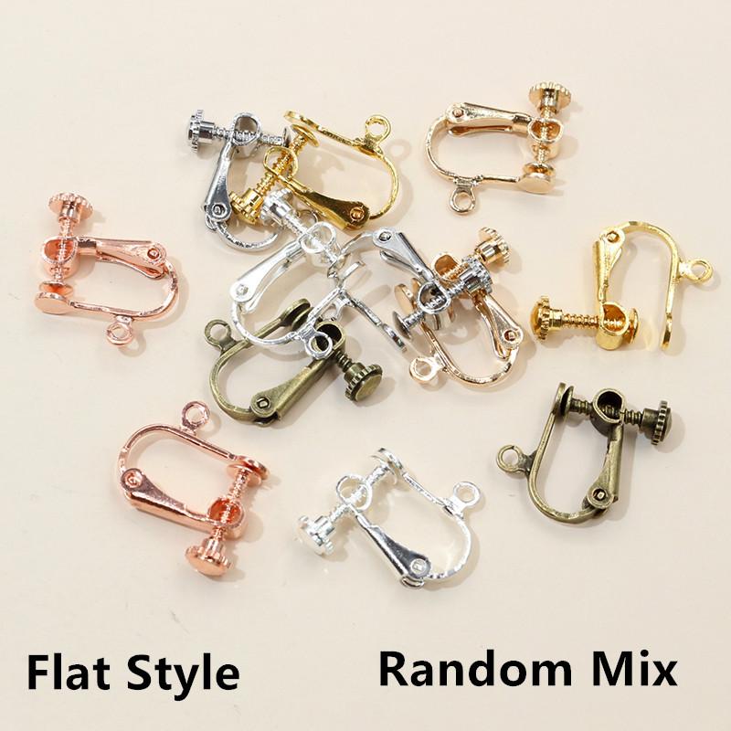 10 Stück 15x13mm Messing-Schraubohrclip-Fassungen, drehbare Pads, Rohlinge für DIY-Schmuckherstellung