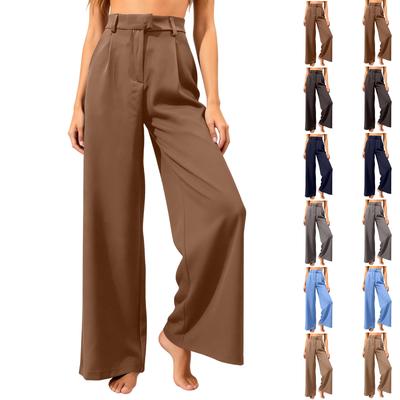 Women's Casual Commute High,Waisted Straight Leg Suit Trousers