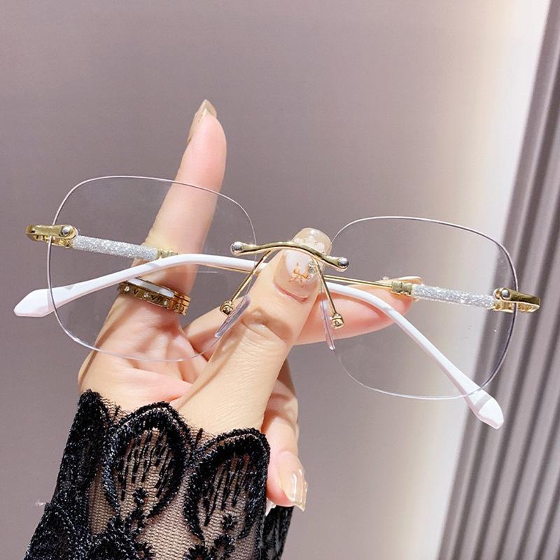Women's Anti-Blue Light Diamond-Cut Rimless Reading Glasses