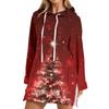 Women's Casual Christmas Print Long Sleeve Hooded Sweatshirt Top