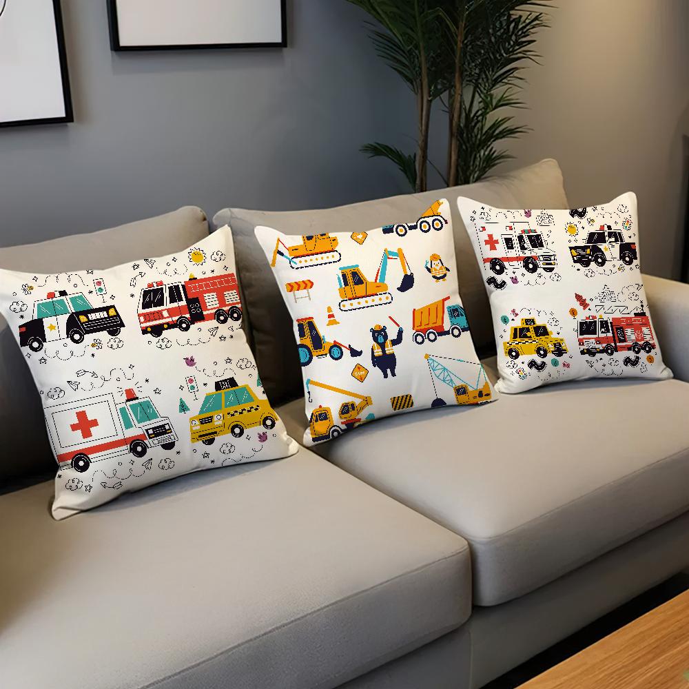 ART Transportation Cars Truck Boat Racing Soft Pillow Case for Sofa Living Room Home Office Decor Protective Covers Without