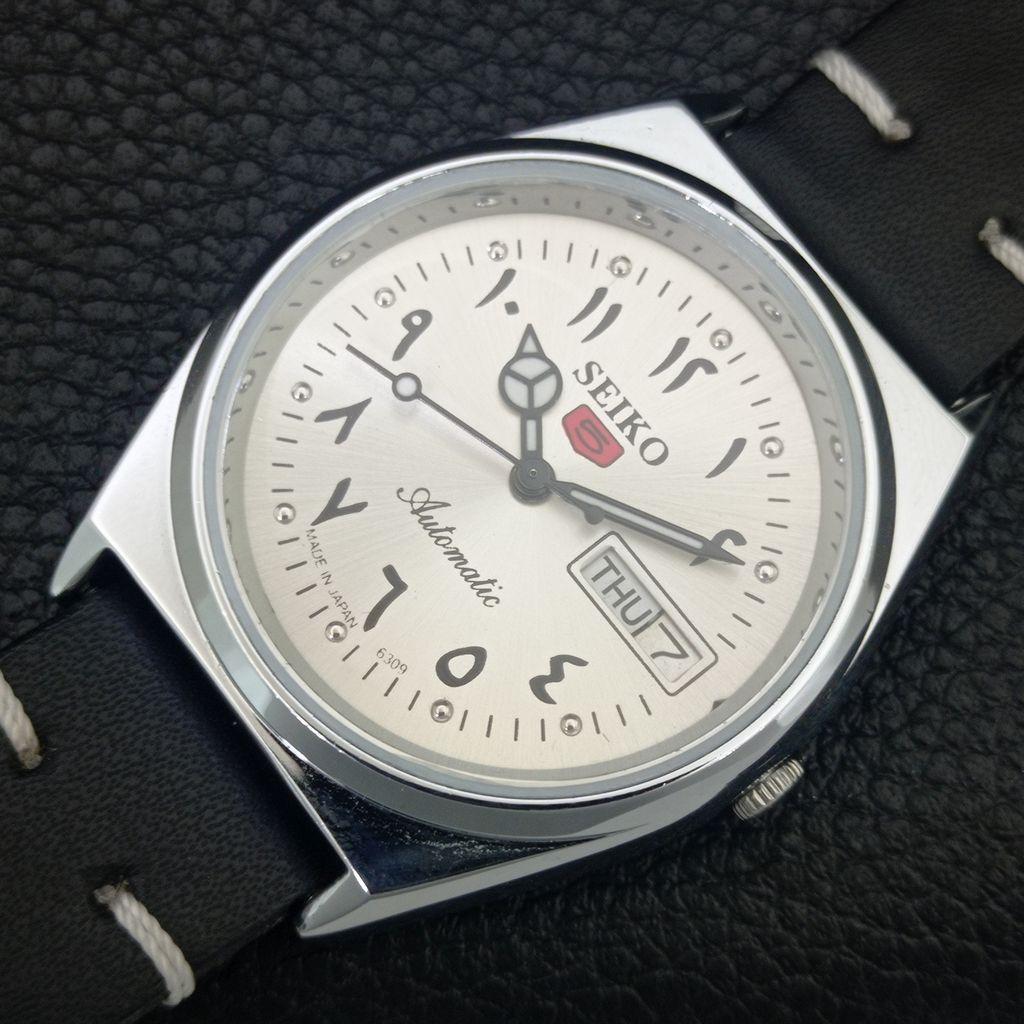 REFURBISHED SEIKO 5 AUTOMATIC 6309A JAPAN MENS VINTAGE SILVER WATCH a442580-1