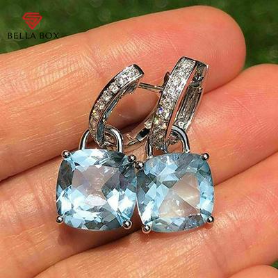Kleine frische hellblaue CZ Baumeln Ohrringe für Frauen modernes Design zarte weibliche Accessoires Hochzeit Party Trend Schmuck