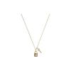 Quilted Lock Key Pendant Necklace Women Necklace Gold CD832-GD-BK