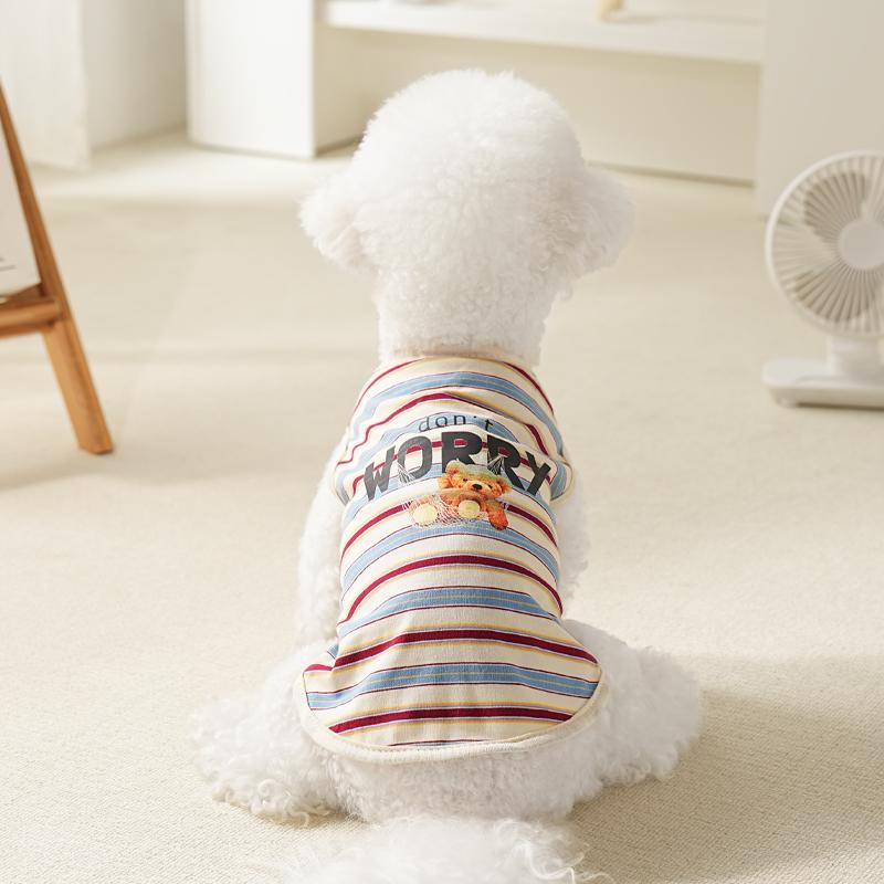 Sommer Gestreiftes Hundeshirt Katze Weste Atmungsaktives Haustier T-Shirt Weiche Welpenkleidung Leichtgewichtig Kleine Mittlere Hunde Katzen Kleidung