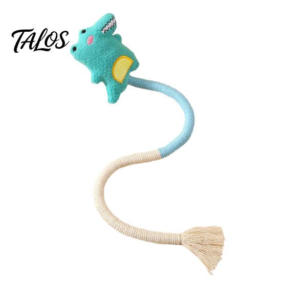 Talos Cotton Rope Cat Toy, Silent Plush Cloud Carrot Cheese Chew Stuffed Crocodile Toy for Indoor Cats Teething Relief, Interactive Play