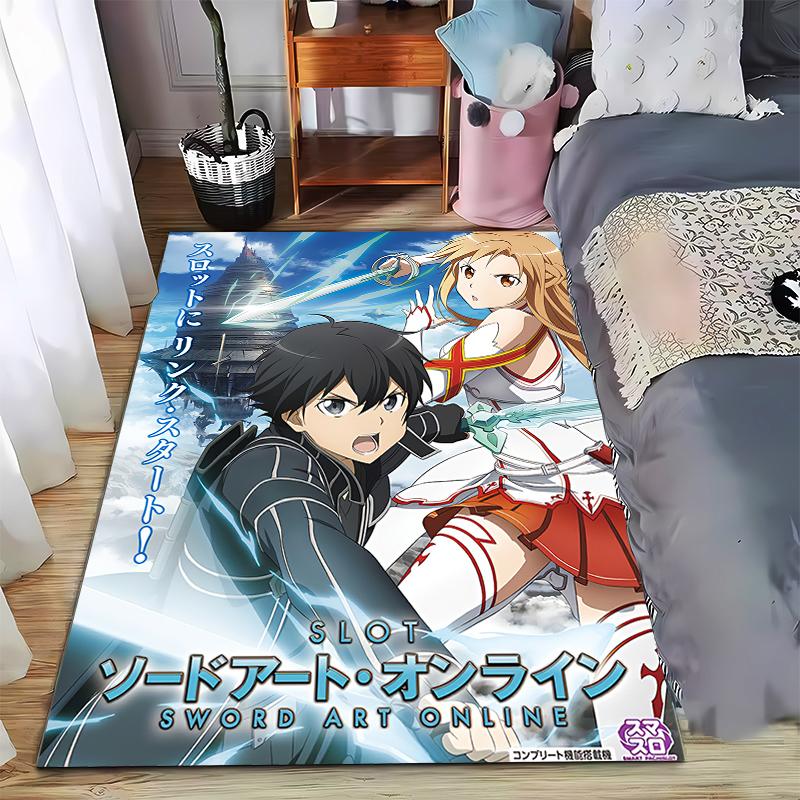 Sword Art Online Slot Kirito Asuna Swords Anime Game Poster Art, unique artistic floor rug for living room dorm apartment