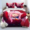 Zero Two DARLING In The FRANXX Anime Comforter Bedding Set,Duvet Cover Bed Set Quilt Cover Pillowcase,Queen Size Bedding Set Kid